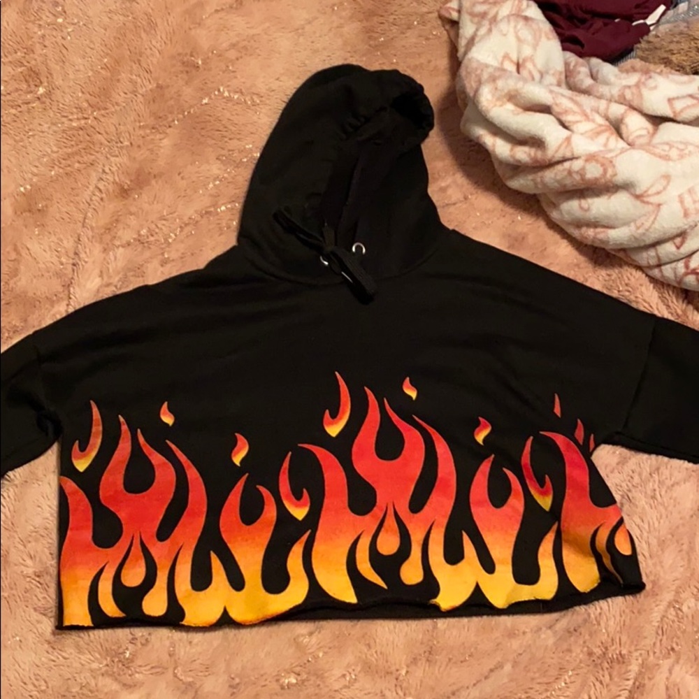 cropped fire hoodie
